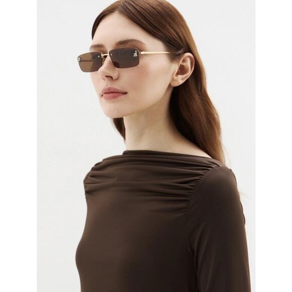 NEW!!  Fendi FE4172US 32E Gold Brown Sunglasses Authentic main image 5